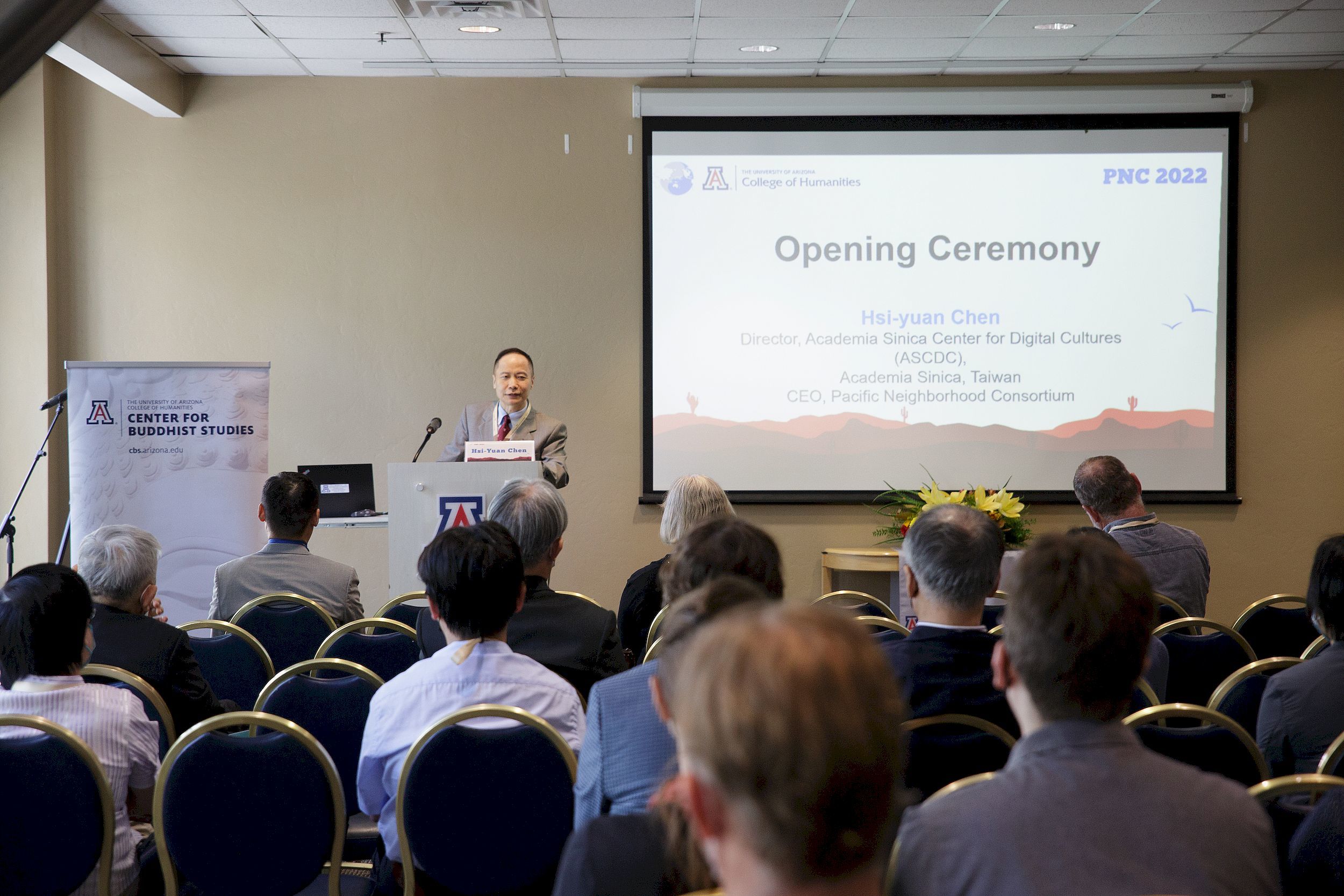 Hsi-yuan Chen, CEO of PNC & Director of Academia Sinica Center for Digital Cultures, gave his welcoming remarks at the opening ceremony (Photo credit: Academia Sinica).