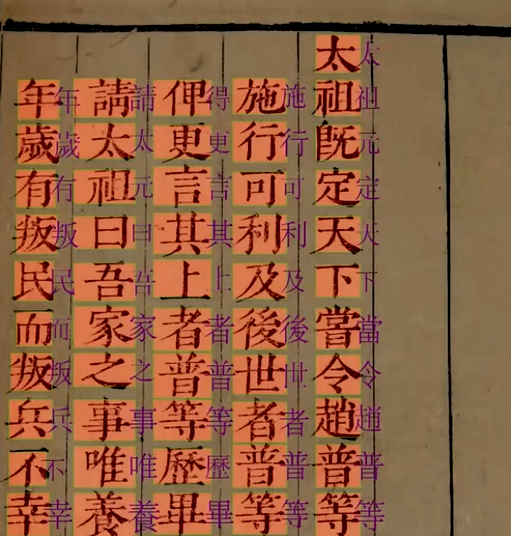 中國科學技術大學（USTC）算法研究組經迭代優化的算法，可辨識刻本、稿鈔本、石印本等古籍圖像。